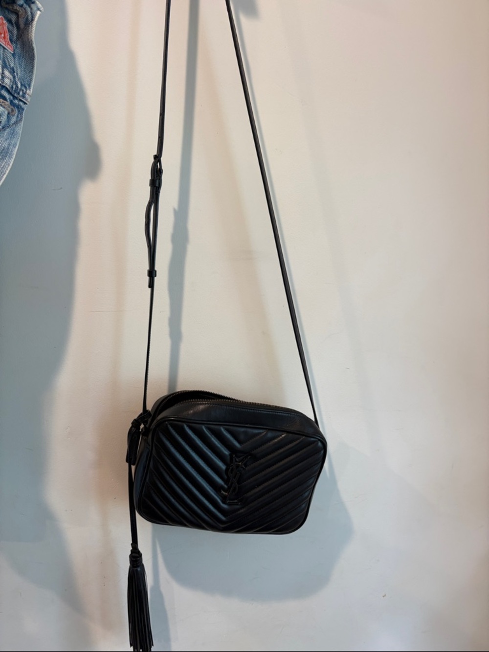 Saint Laurent Black Quilted Camera Crossbody with Tassel